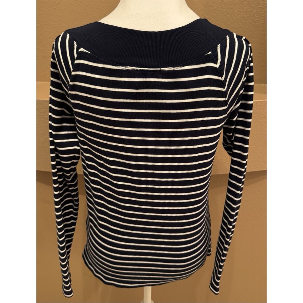 Vintage Y2K Ralph Lauren Boat Neck Striped Sweater Women's Navy White Preppy XL - Picture 4 of 7